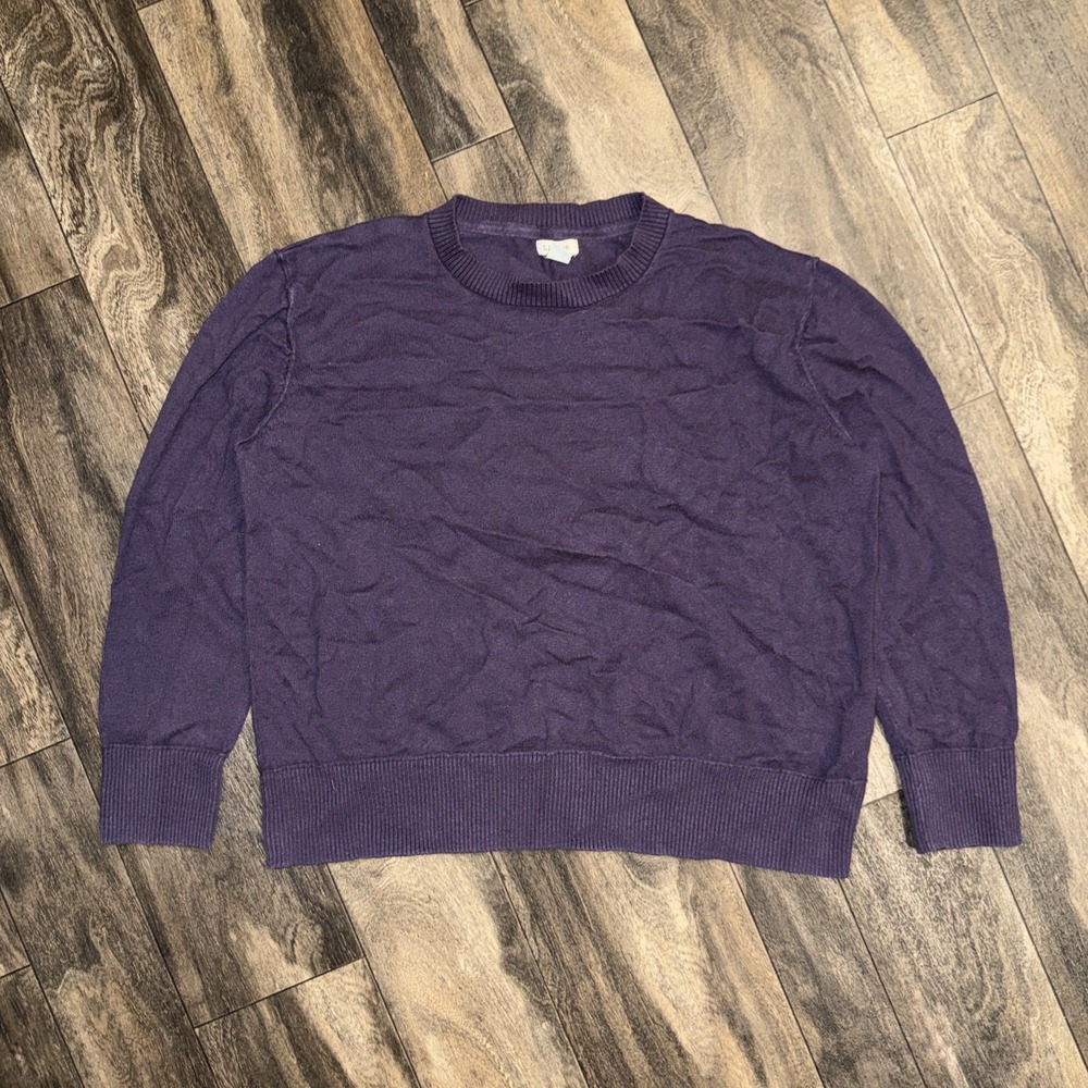 LL Bean Knit Crewneck Pullover Long-Sleeve Sweater Women's Size Large Purple